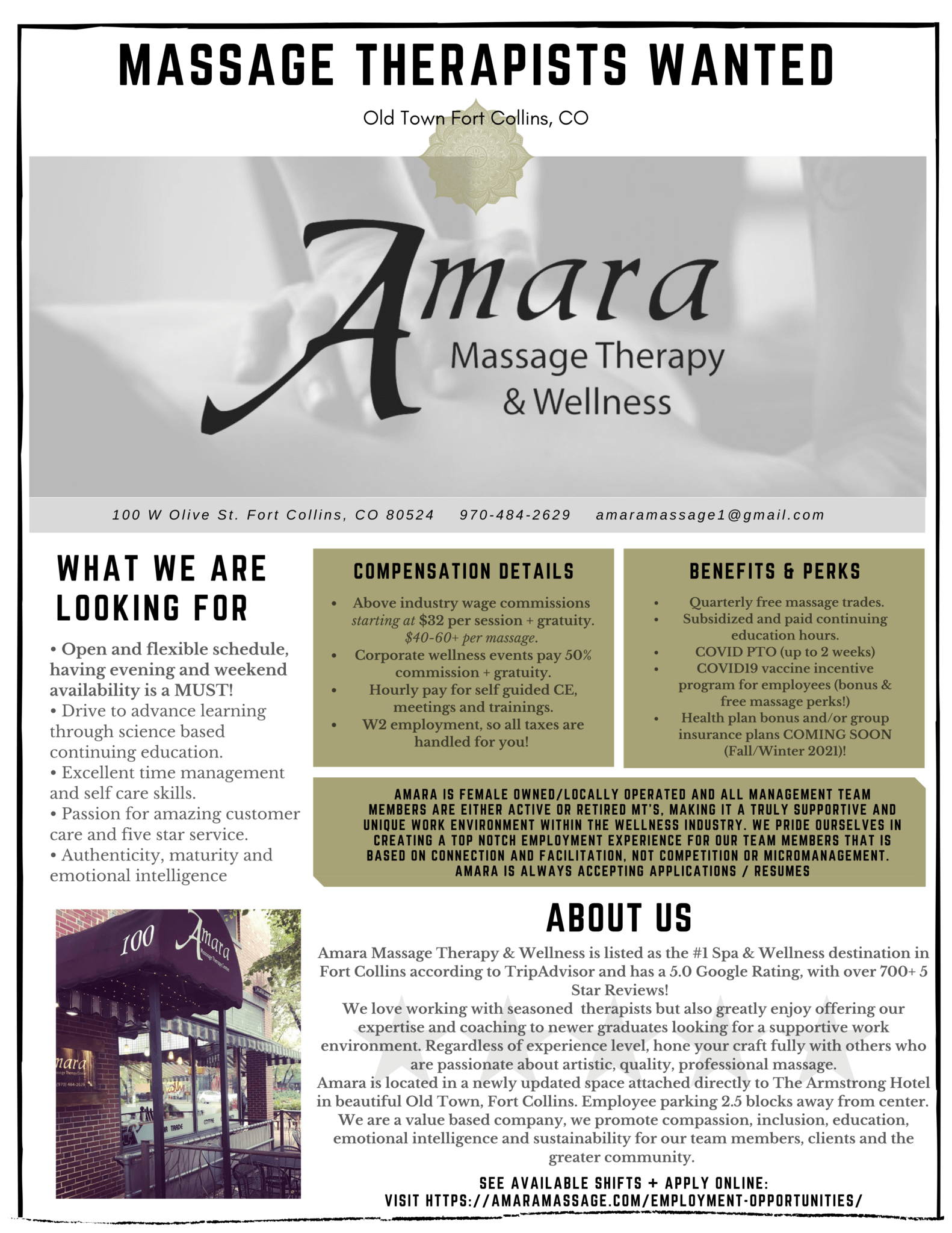 Massage Therapist Employment Opportunities Amara Massage Therapy And 