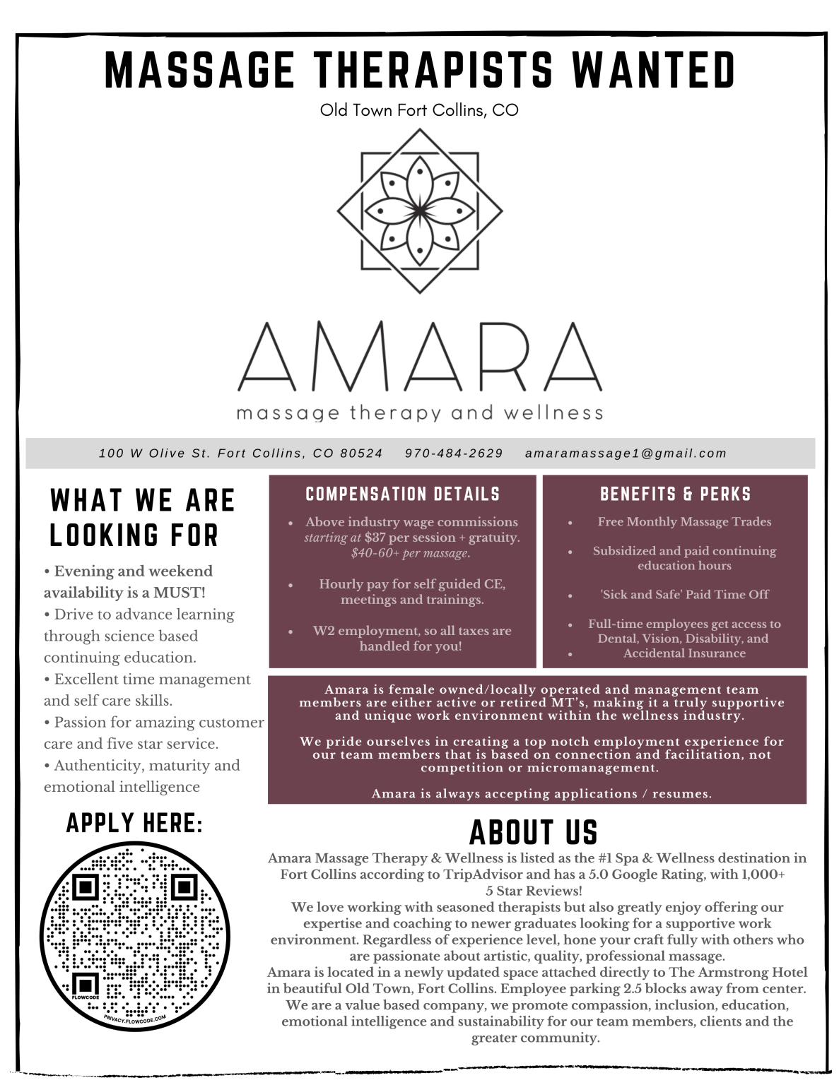 Massage Therapist Employment Opportunities Amara Massage Therapy And Wellness